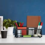 Organizator de birou, 5 compartimente, antracit, 10,5 x 25,5 x 17 cm, Relaxdays - imagine 2