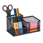 Organizator de birou, 3 compartimente, antracit, 10 x 18,5 x 9,5 cm