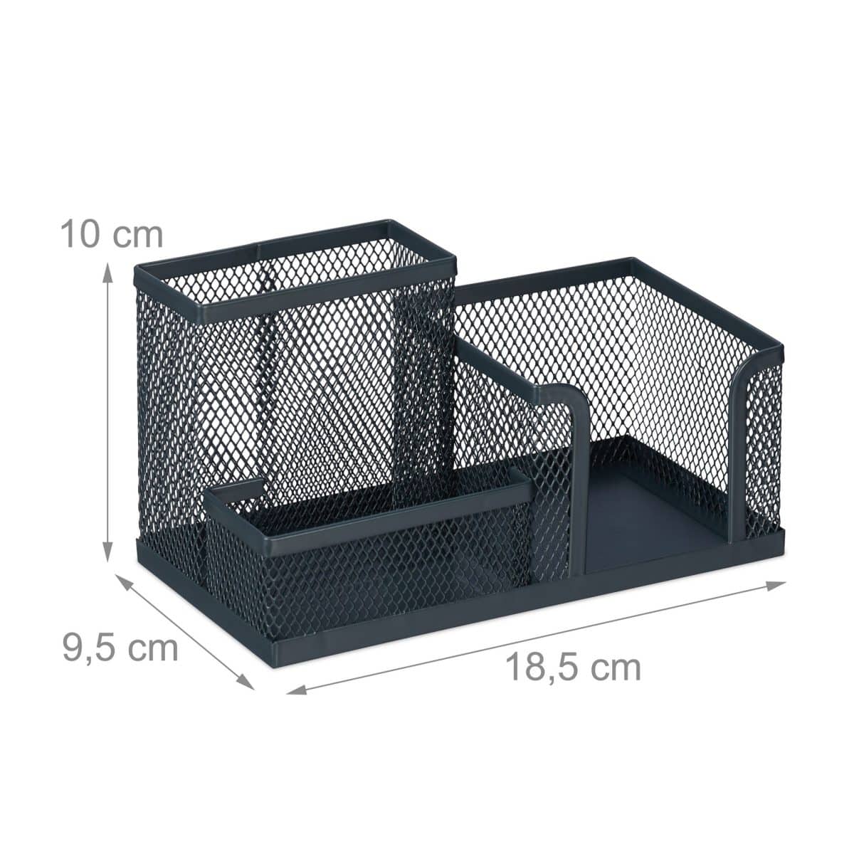 Organizator de birou, 3 compartimente, antracit, 10 x 18,5 x 9,5 cm - imagine 4