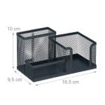 Organizator de birou, 3 compartimente, antracit, 10 x 18,5 x 9,5 cm - imagine 4