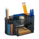Organizator metalic pentru birou, 9 compartimente, sertar, antracit, 10,5 x 22 x 11 cm