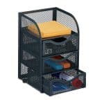 Organizator de birou, un compartiment si 3 sertare, antracit, 21 x 12,5 x 13 cm, Relaxdays