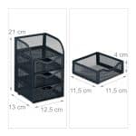 Organizator de birou, un compartiment si 3 sertare, antracit, 21 x 12,5 x 13 cm, Relaxdays - imagine 4