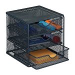 Organizator de birou, 3 sertare, antracit, 17 x 16 x 17 cm, Relaxdays