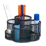 Organizator de birou, 7 compartimente, antracit, 10,5 x 16 x 17 cm, Relaxdays