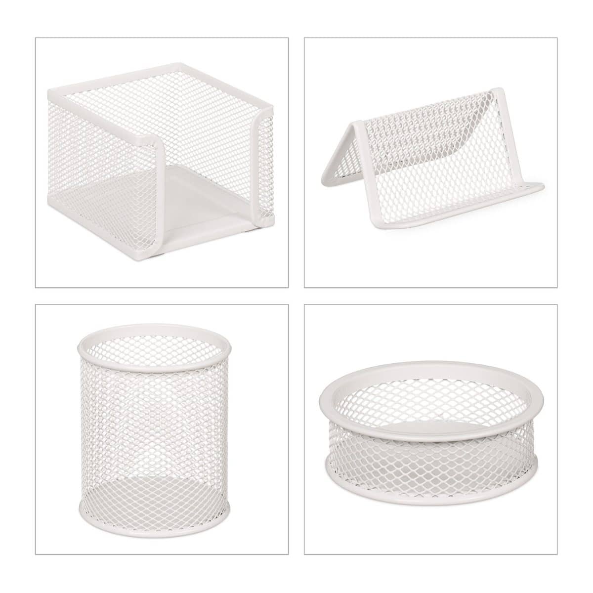 Set organizatoare de birou, 7 piese, alb, Relaxdays - imagine 10