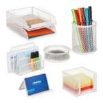 Set organizatoare de birou, 7 piese, alb, Relaxdays