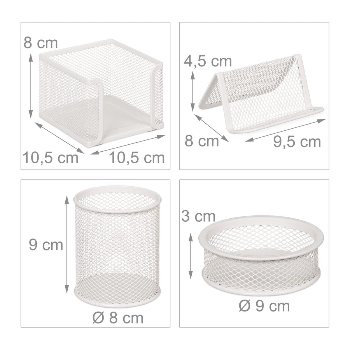 Set organizatoare de birou, 7 piese, alb, Relaxdays - imagine 5