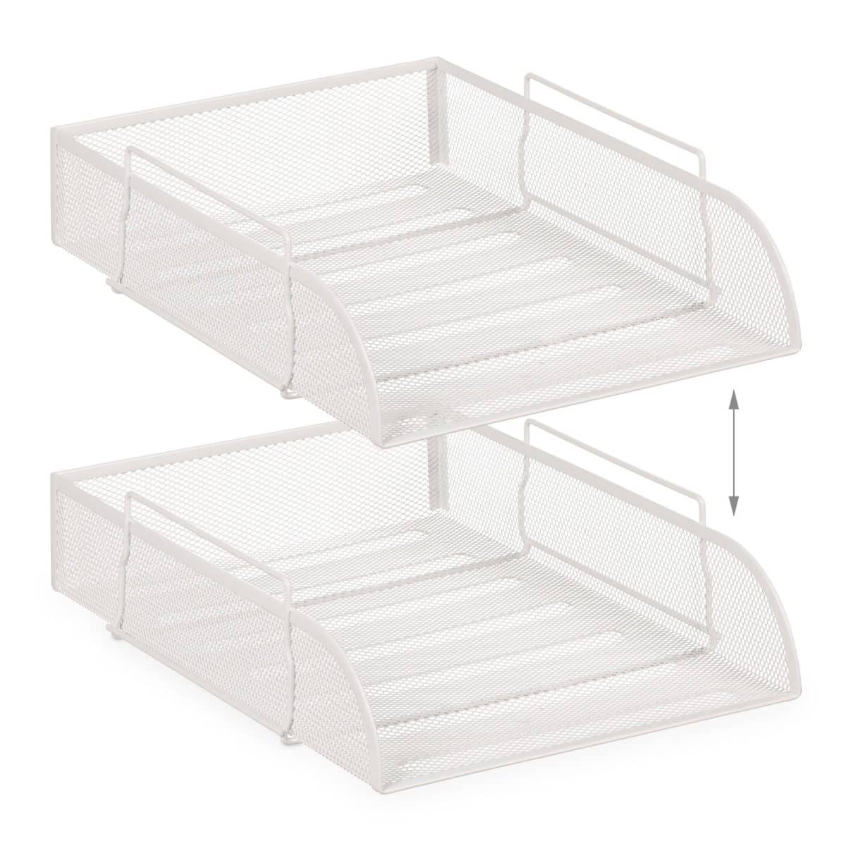 Set organizatoare de birou, 7 piese, alb, Relaxdays - imagine 7