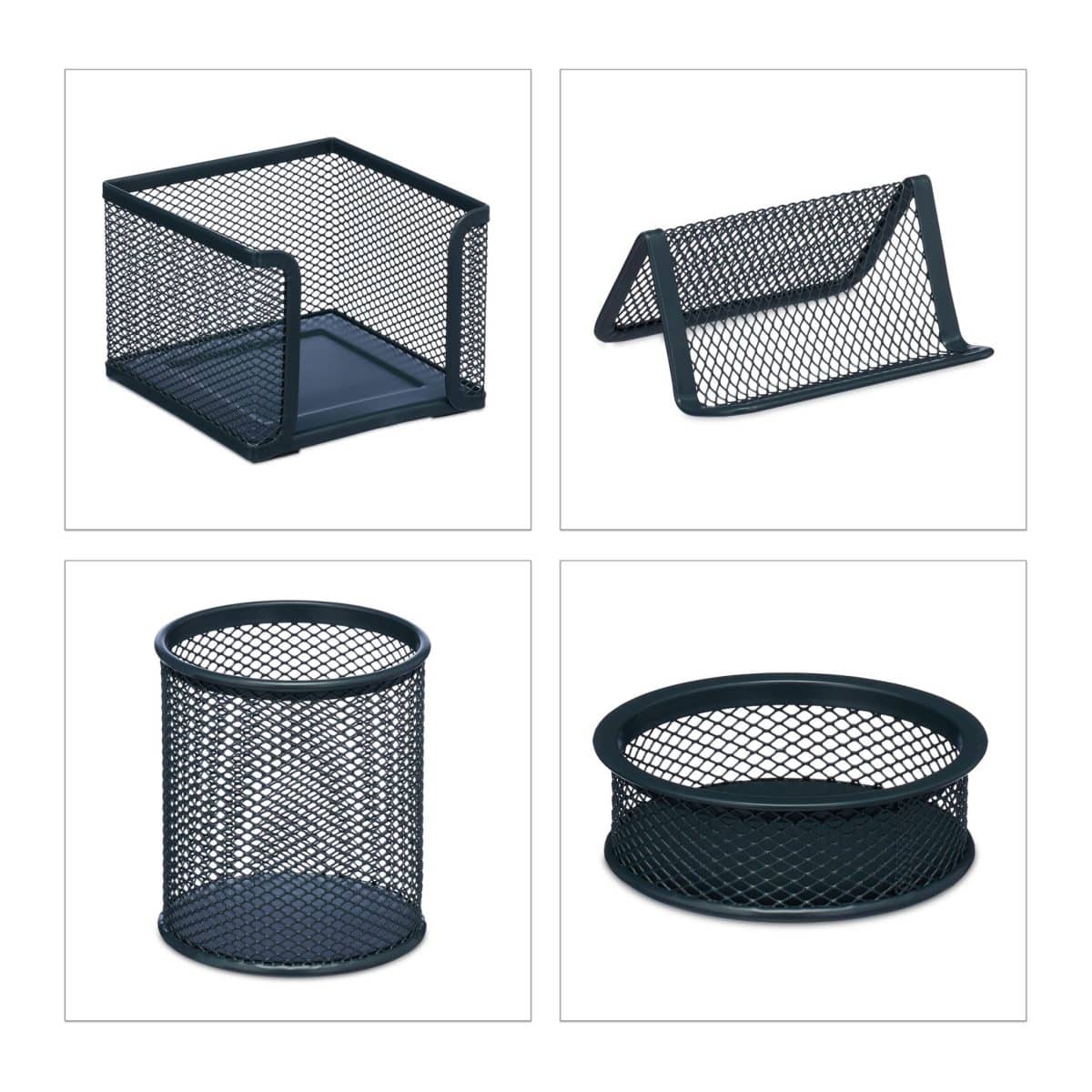 Set organizatoare de birou, 6 piese, antracit, Relaxdays - imagine 10