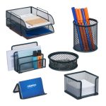 Set organizatoare de birou, 6 piese, antracit, Relaxdays