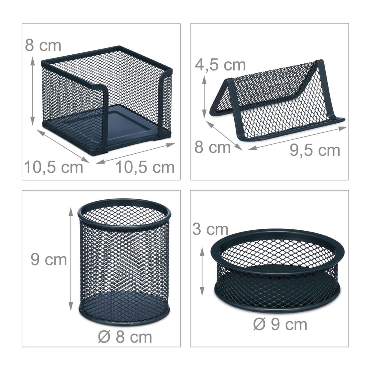 Set organizatoare de birou, 6 piese, antracit, Relaxdays - imagine 5
