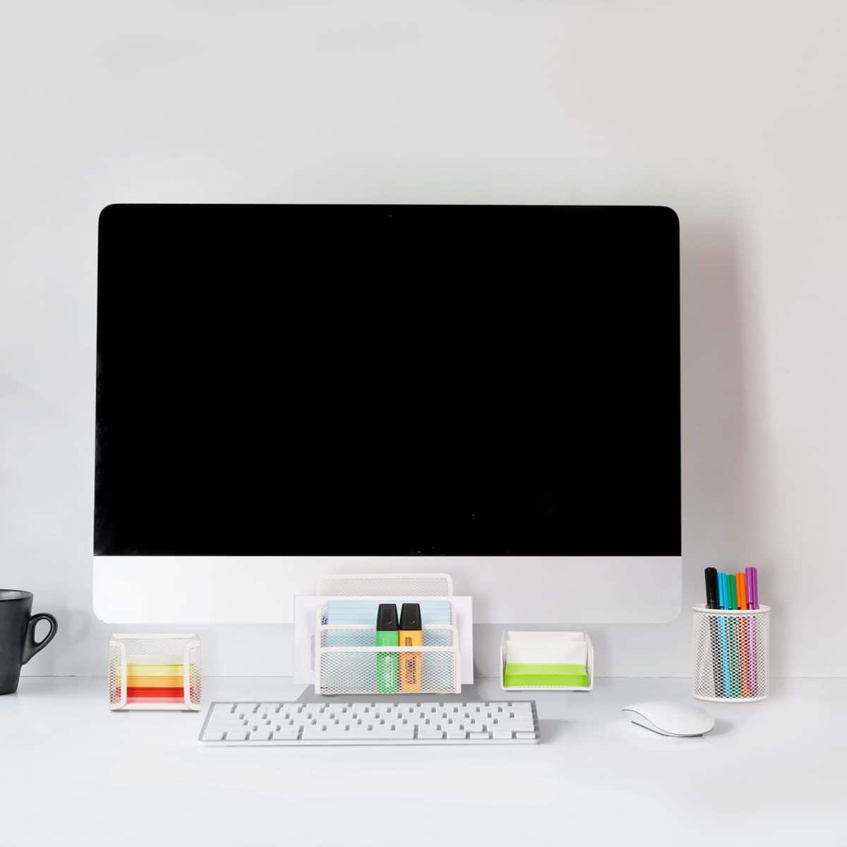 Set organizatoare de birou, 4 piese, alb, Relaxdays - imagine 2