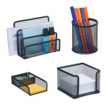 Set organizatoare de birou, 4 piese, antracit, Relaxdays