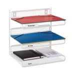 Organizator metalic, de birou/perete, 3 compartimente, alb, 32 x 33 x 24,5 cm