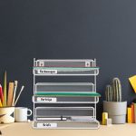 Organizator metalic, de birou/perete, 3 compartimente, alb, 32 x 33 x 24,5 cm - imagine 2