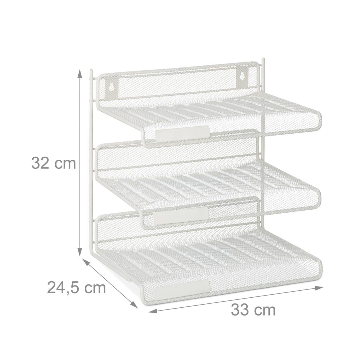 Organizator metalic, de birou/perete, 3 compartimente, alb, 32 x 33 x 24,5 cm - imagine 4