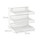 Organizator metalic, de birou/perete, 3 compartimente, alb, 32 x 33 x 24,5 cm - imagine 4