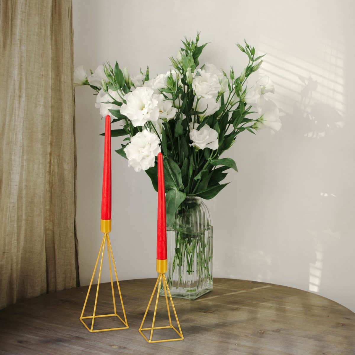 Set de 2 sfesnice, dimensiuni diferite, gold, Relaxdays - imagine 5