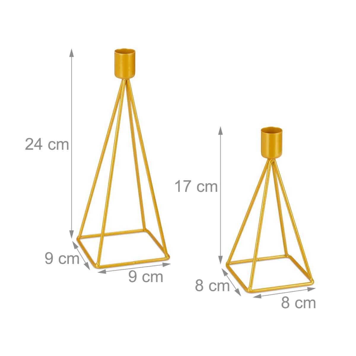 Set de 2 sfesnice, dimensiuni diferite, gold, Relaxdays - imagine 2