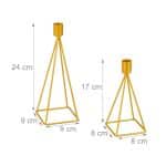Set de 2 sfesnice, dimensiuni diferite, gold, Relaxdays - imagine 2