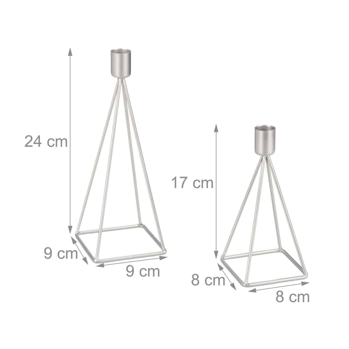 Set de 2 sfesnice, dimensiuni diferite, gri, Relaxdays - imagine 5