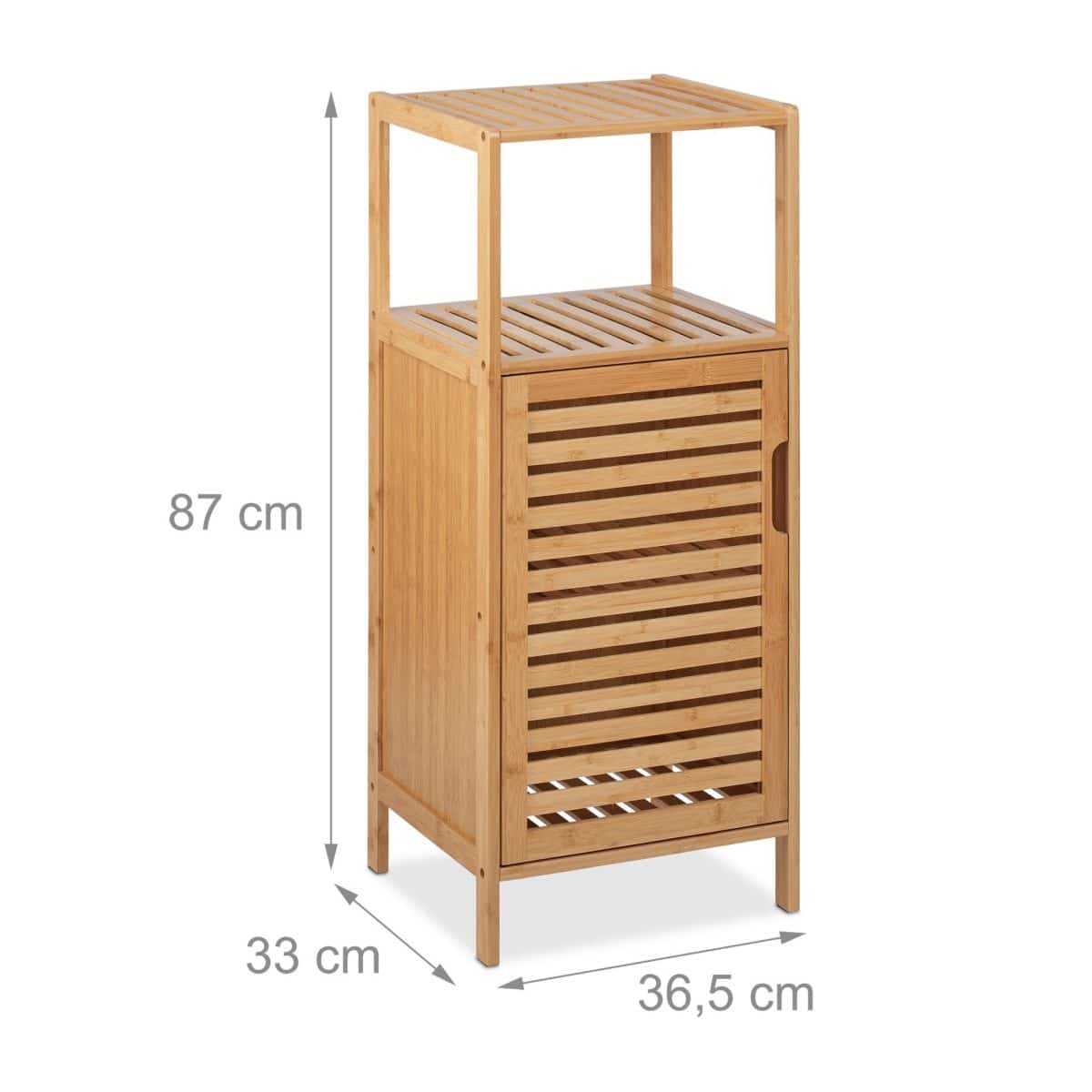 Dulap de baie din bambus, 2 rafturi deschise, natural, 87 x 36,5 x 33 cm - imagine 4