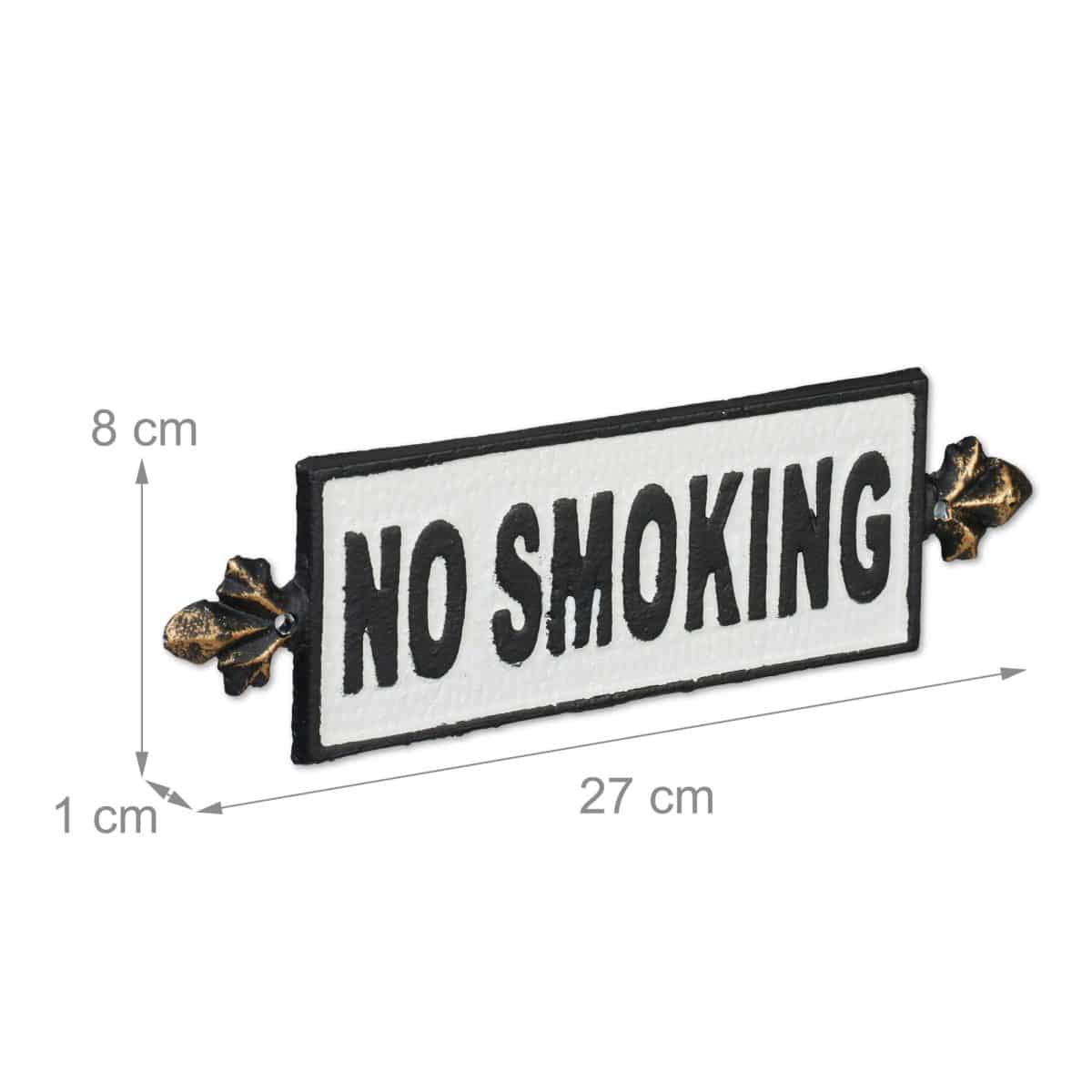 Decor perete "No smoking", dimensiuni 8 x 27 x 1 cm, Relaxdays - imagine 4