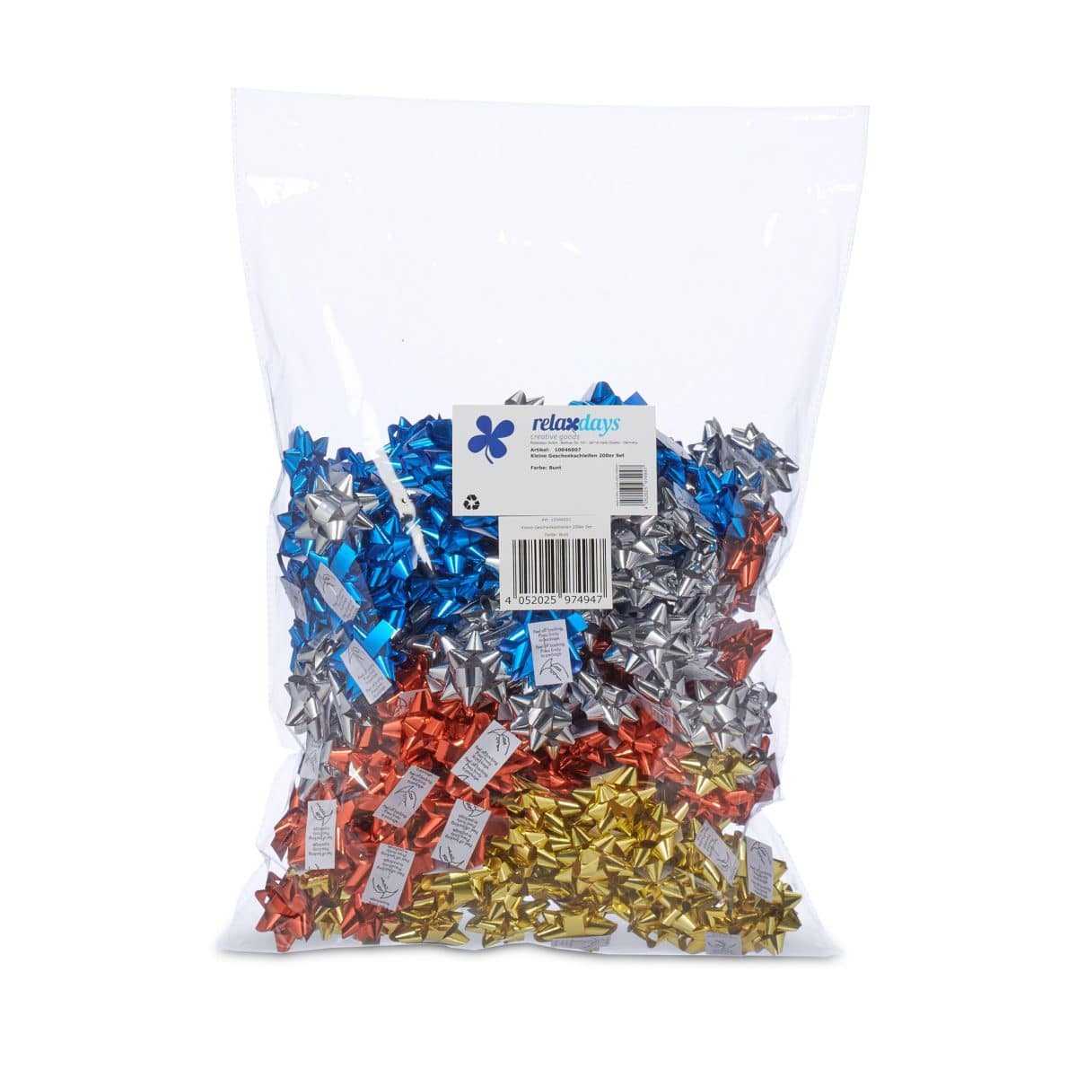 Set fundite pentru cadouri, autoadezive, 200 bucati, albastru/rosu/auriu/argintiu - imagine 7