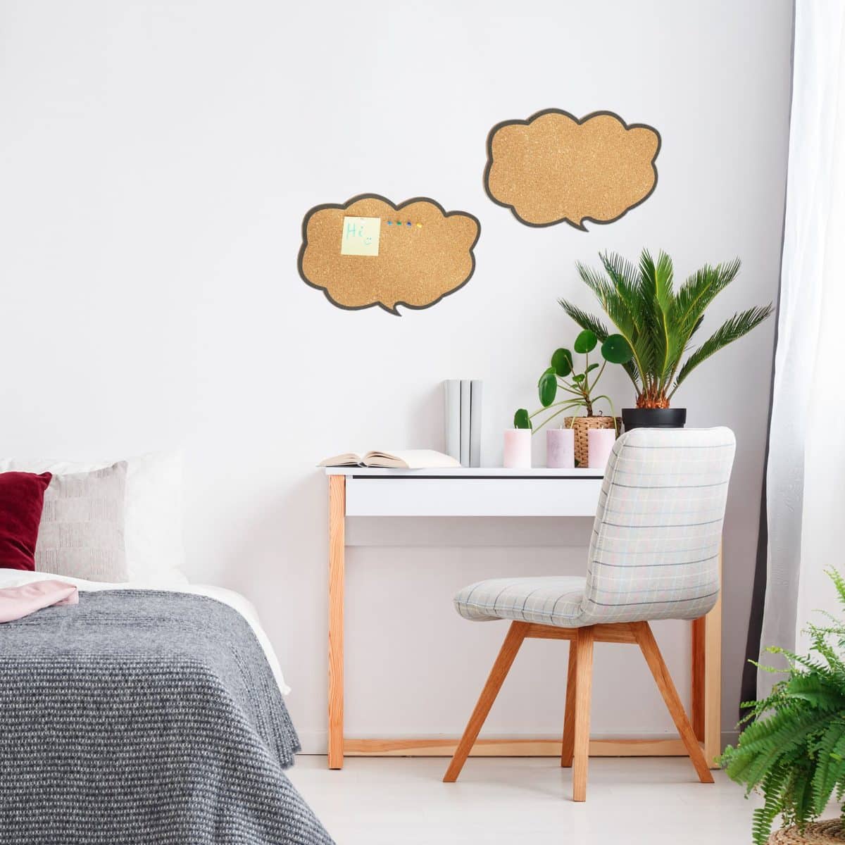Set 2 panouri din pluta "Nori", 29 x 44 x 1 cm, Relaxdays - imagine 2