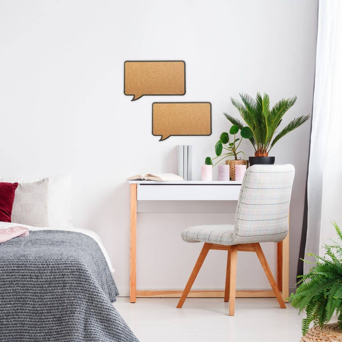 Set 2 panouri din pluta dreptunghiulare, 29 x 44 x 1 cm, Relaxdays - imagine 2