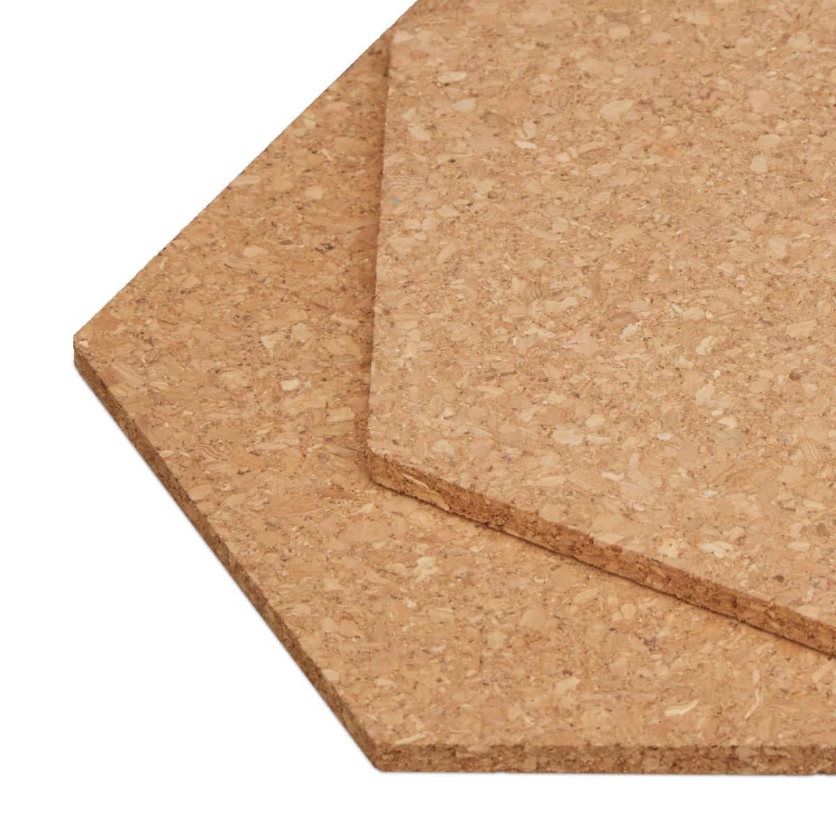 Set de 14 panouri hexagonale din plută, cu pioneze si cleme din lemn, Relaxdays - imagine 6