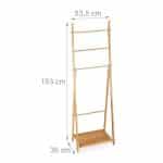 Suport prosoape din bambus cu 4 bare si raft, 153 x 53,5 x 30 cm - imagine 3