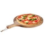 Tocator pizza, stil rustic, natur, din lemn, 2 x 48 x 35,5 cm