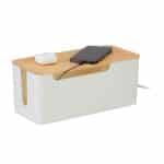Organizator de cabluri, cutie, alb, 13 x 31 x 14 cm, Relaxdays