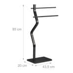 Suport pentru prosoape cu design curbat, 2 sine, negru, 85 x 43,5 x 20 cm - imagine 3
