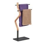 Suport pentru prosoape cu design curbat, 2 sine, maro/negru, 85 x 43,5 x 20 cm