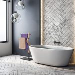 Suport pentru prosoape cu design curbat, 2 sine, maro/negru, 85 x 43,5 x 20 cm - imagine 2