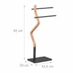 Suport pentru prosoape cu design curbat, 2 sine, maro/negru, 85 x 43,5 x 20 cm - imagine 4