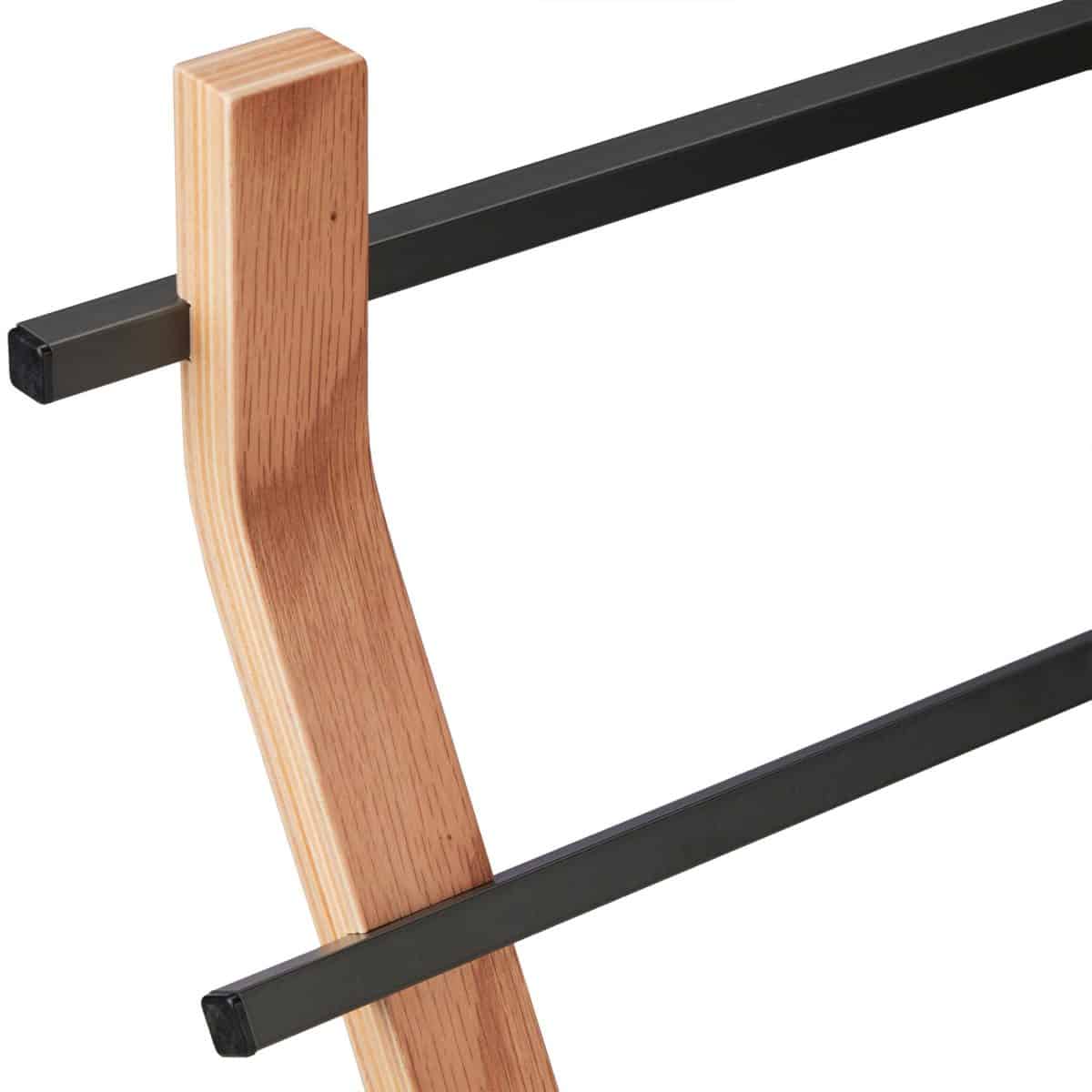Suport pentru prosoape cu design curbat, 2 sine, maro/negru, 85 x 43,5 x 20 cm - imagine 6