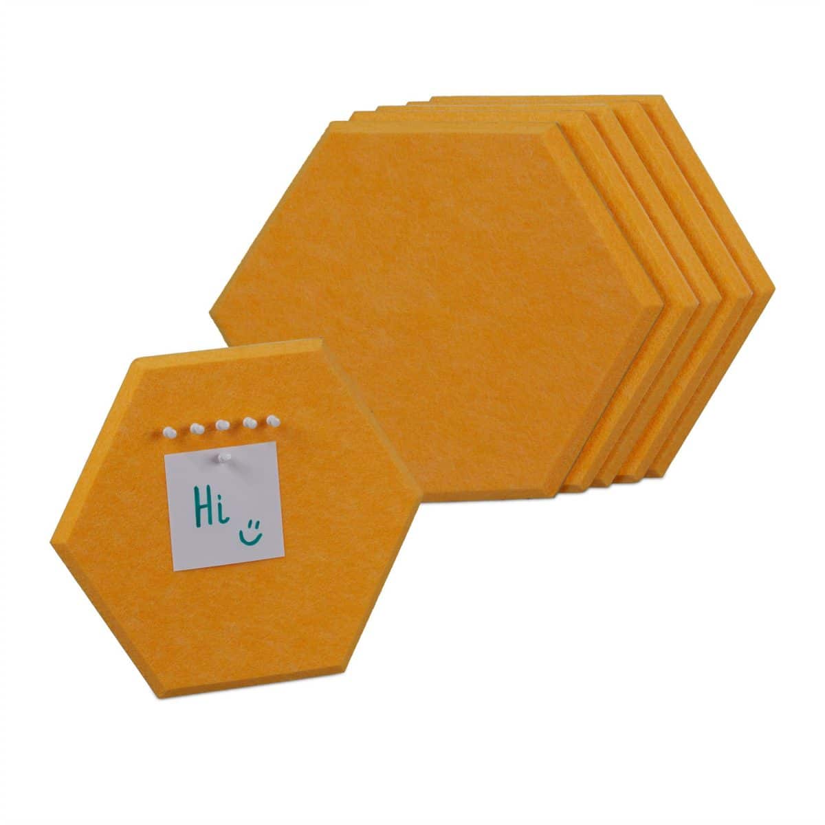 Hexagoane autoadezive, 6 piese, galben, 26 x 30 x 0,9 cm, Relaxdays - imagine 2