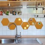 Hexagoane autoadezive, 6 piese, galben, 26 x 30 x 0,9 cm, Relaxdays - imagine 7