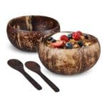 Set 2 boluri cu lingurite, lemn wenge, maro, 7,5 x 13 cm