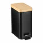 Cos de gunoi cu pedala, 5 L, capac bambus, negru, fier