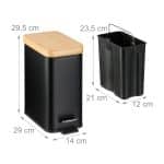 Cos de gunoi cu pedala, 5 L, capac bambus, negru, fier - imagine 4