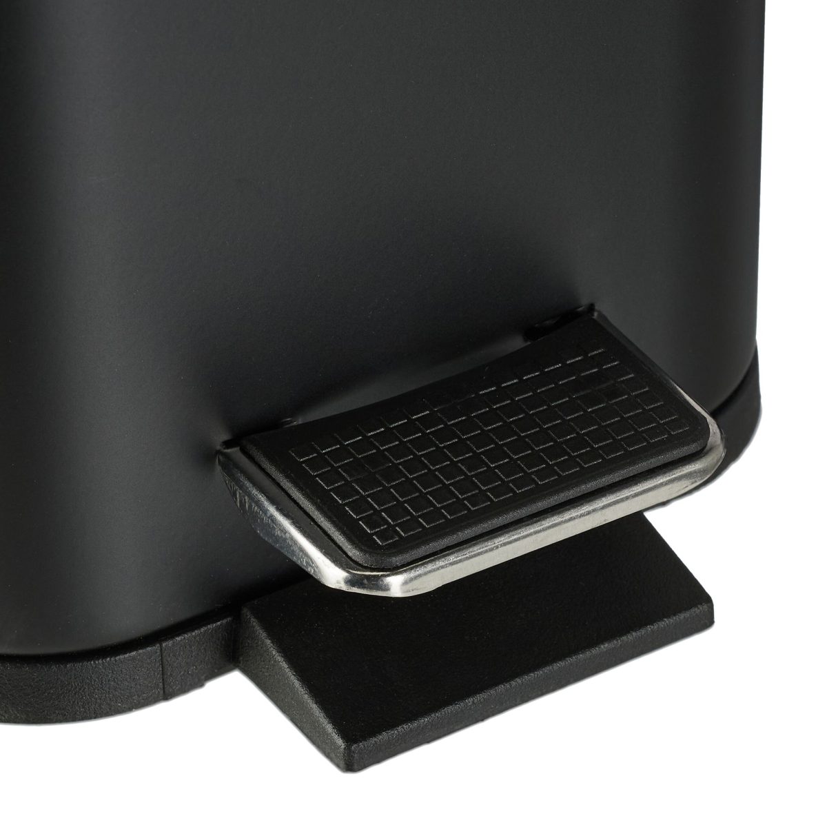 Cos de gunoi cu pedala, 5 L, capac bambus, negru, fier - imagine 5