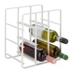 Suport metalic pentru sticle de vin, capacitate 9 sticle, design industrial modern, alb, Relaxdays