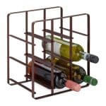 Suport metalic pentru sticle de vin, capacitate 9 sticle, design industrial modern, maro, Relaxdays