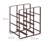 Suport metalic pentru sticle de vin, capacitate 9 sticle, design industrial modern, maro, Relaxdays - imagine 3