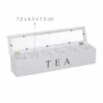 Cutie pentru ceai, 6 compartimente, bambus/acril, alb, 9 x 43, 5 x 9 cm, Kraftpunkt® - imagine 3